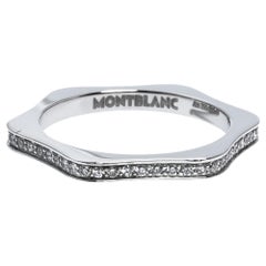 Montblanc 4810 Star Diamond 18K White Gold Band Ring Size 50
