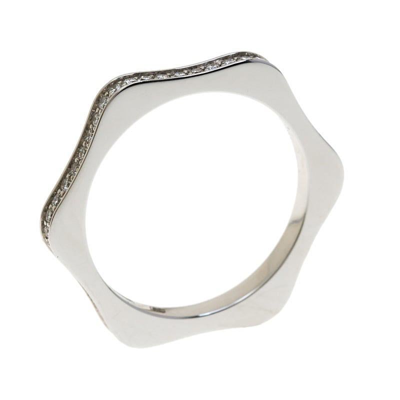 Montblanc 4810 Star Diamond 18k White Gold Band Ring Size 50