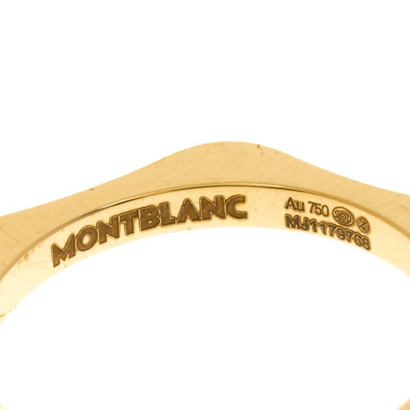 Montblanc 4810 Star Diamond 18k Yellow Gold Band Ring Size 52 In Good Condition In Dubai, Al Qouz 2