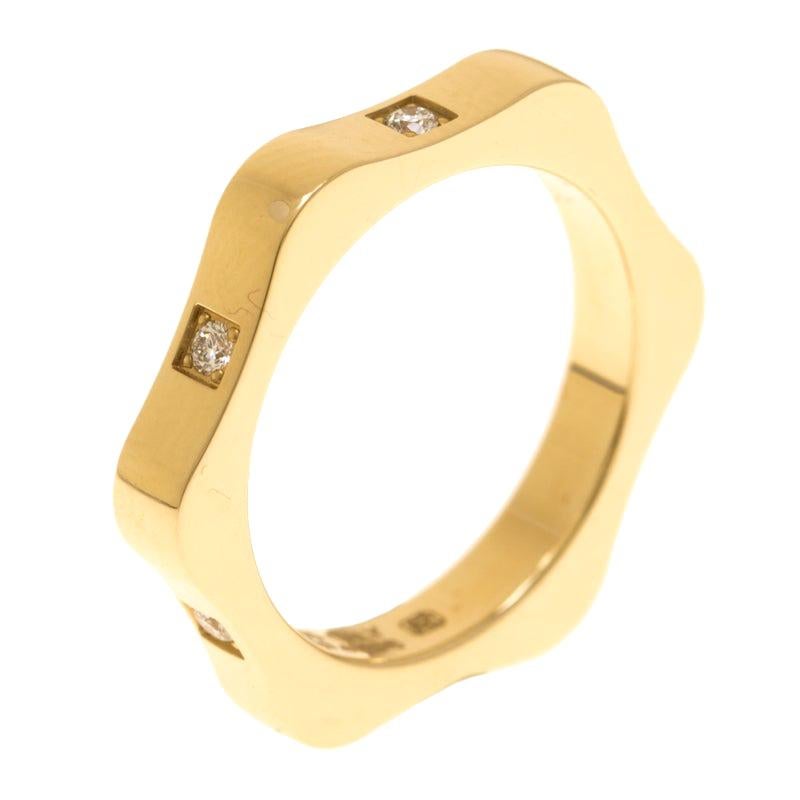 Montblanc 4810 Star Diamond 18k Yellow Gold Band Ring Size 52 For Sale