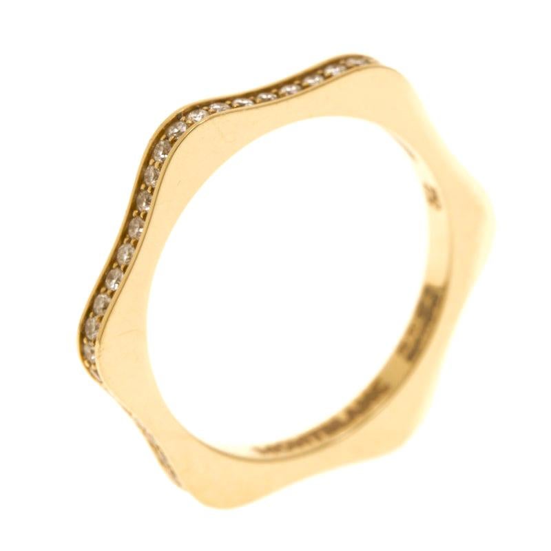 Montblanc 4810 Star Diamond 18k Yellow Gold Band Ring Size 52