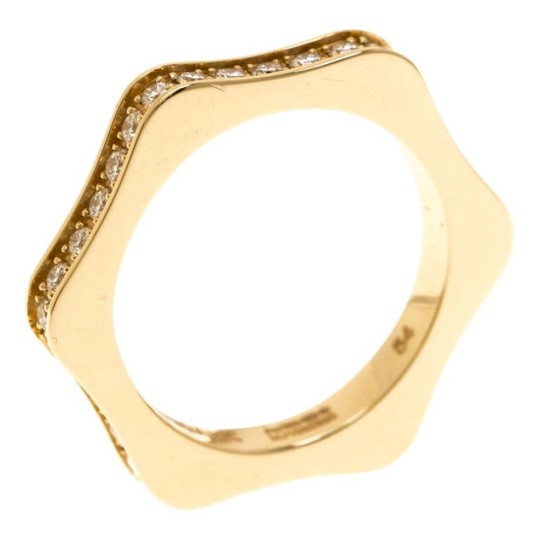 Montblanc 4810 Star Diamond 18k Yellow Gold Band Ring Size 54
