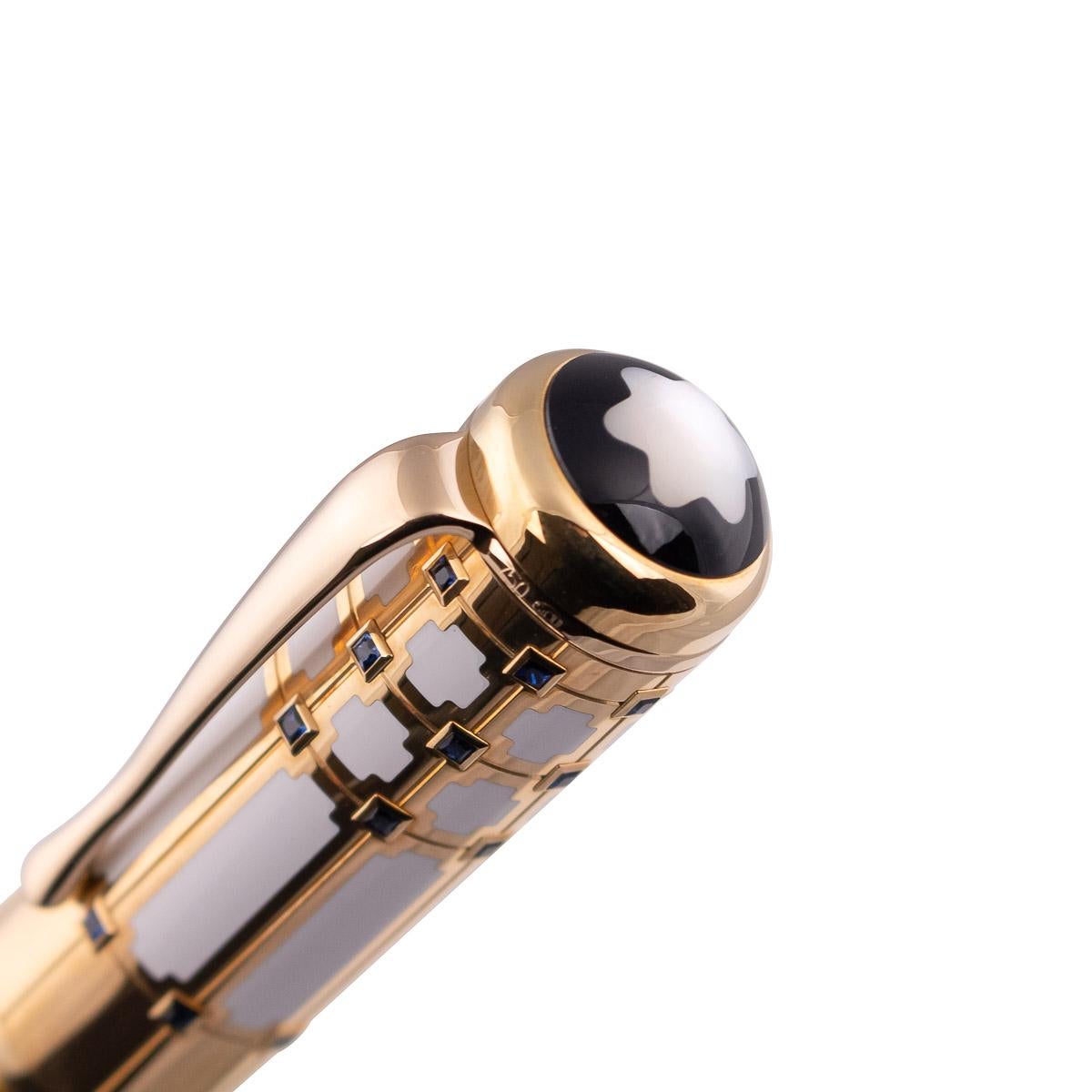Montblanc 5/10 Limited Edition Max Reinhardt Sapphire Fountain Pen, 2003 In Excellent Condition For Sale In London, London