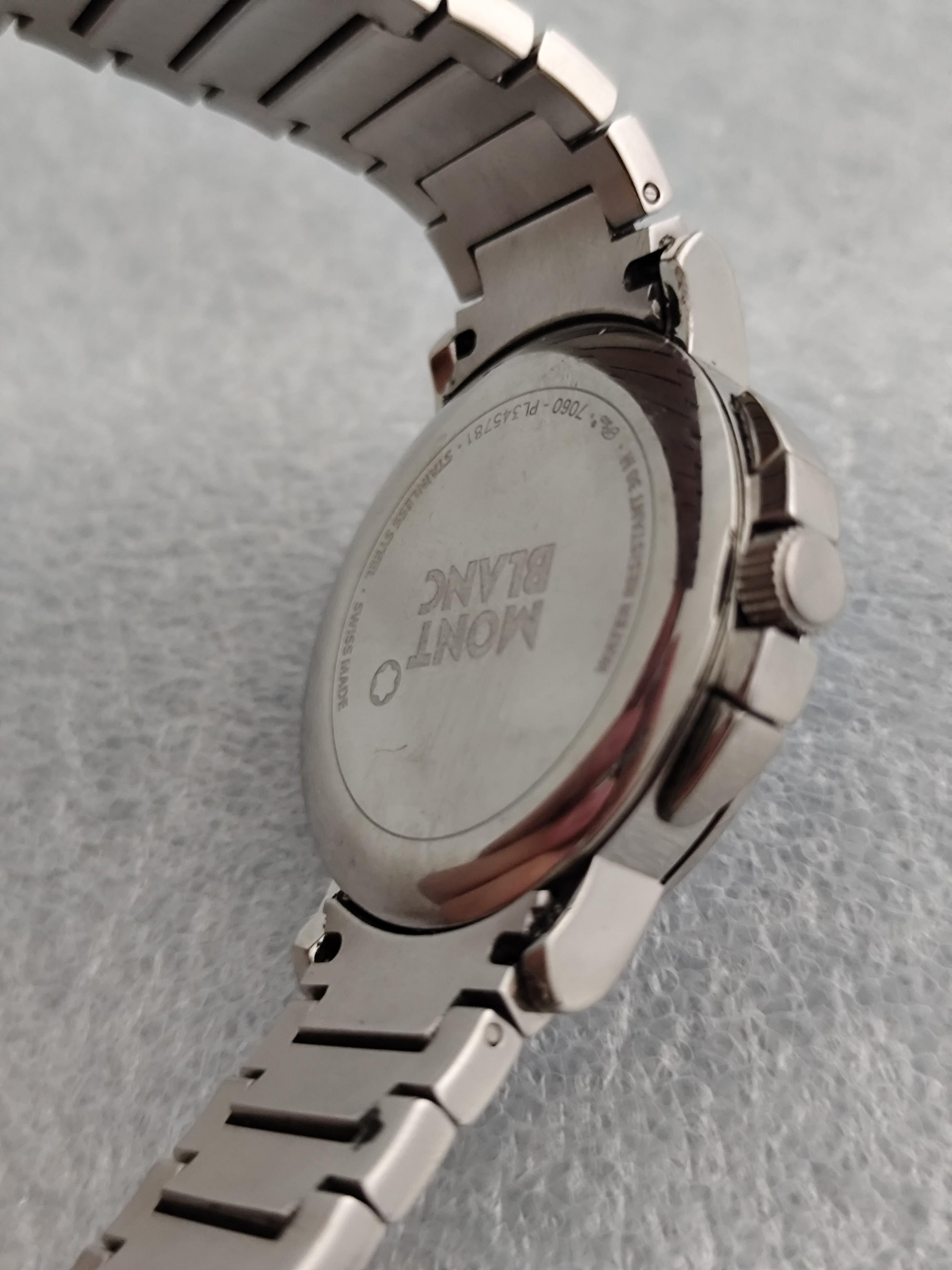 Montre Montblanc 7060 Summit Chronograph à cadran bleu en acier inoxydable en vente 6
