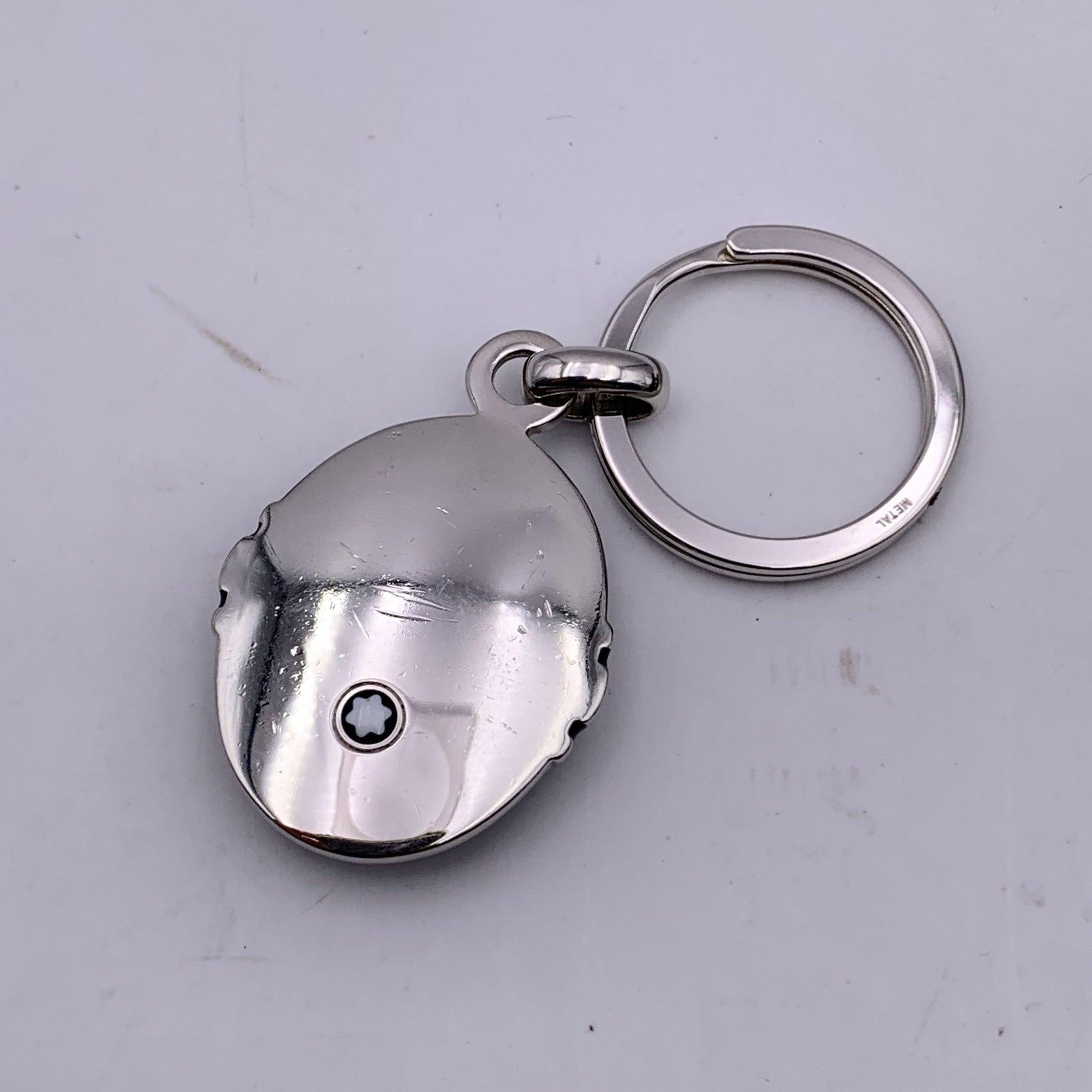 da uomo o donna Set di accessori Montblanc con portachiavi in acciaio inossidabile e custodia in pelle nera in vendita