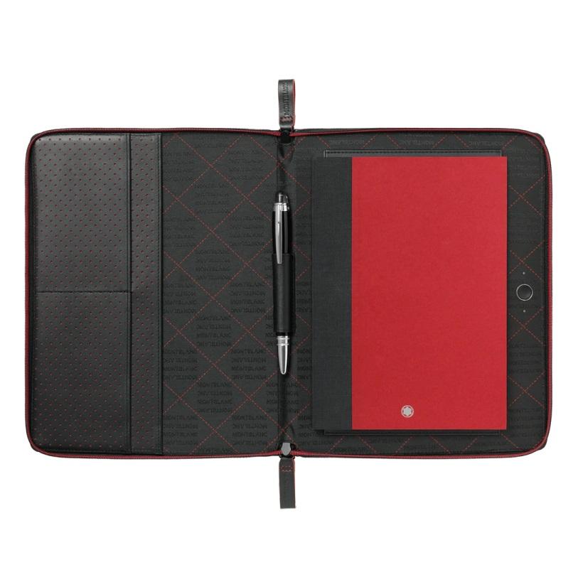Inspiré par l'ère des courses automobiles vintage et par le monde du sport de luxe, Montblanc Augmented Paper Urban Racing Spirit se caractérise par une combinaison de cuir lisse et perforé avec des détails rouges. Montblanc Augmented Paper fait