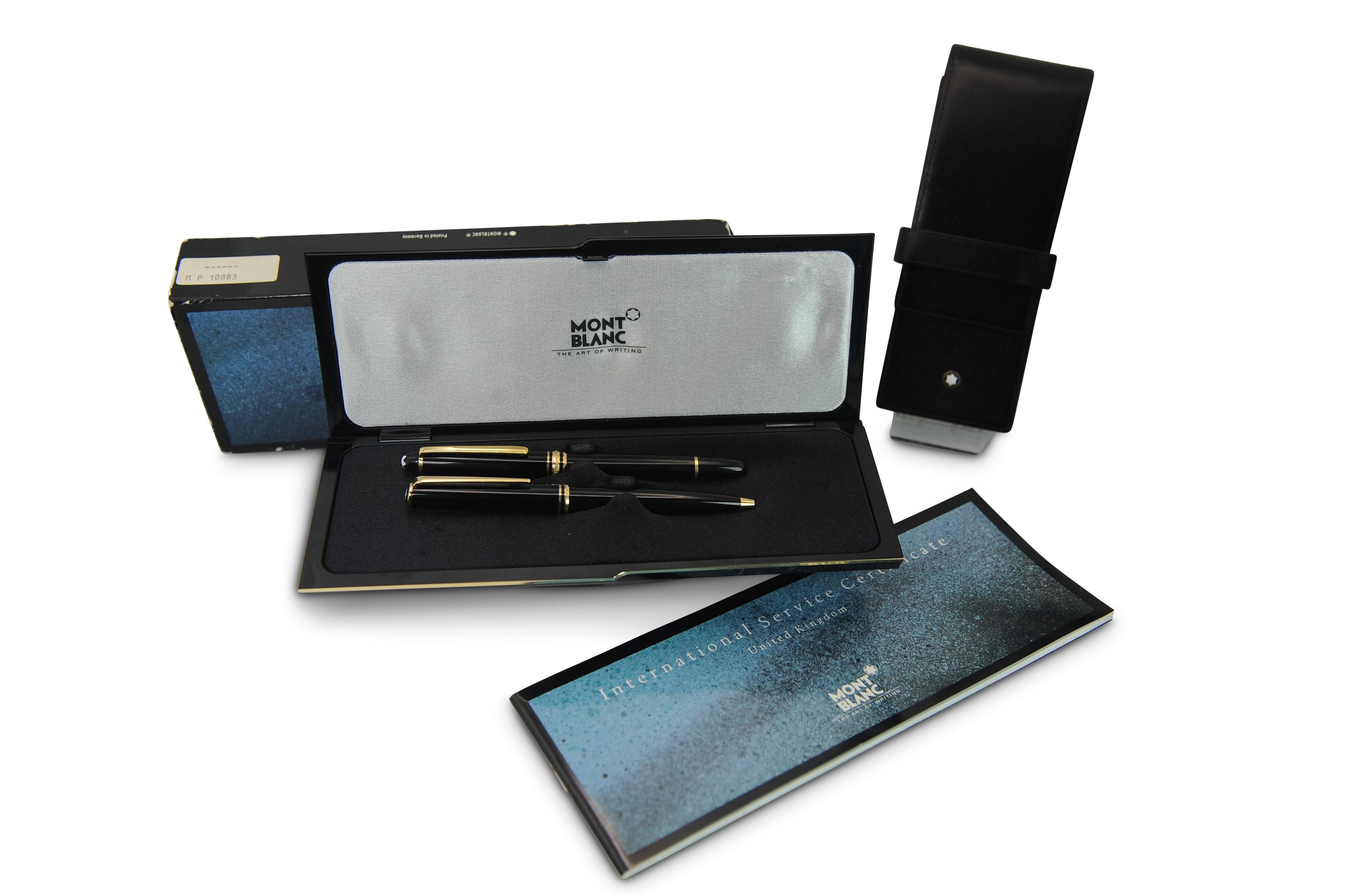 Montblanc Authentic 14ct Gold Black Resin Set di penne a sfera e stilografiche & Box in vendita 7
