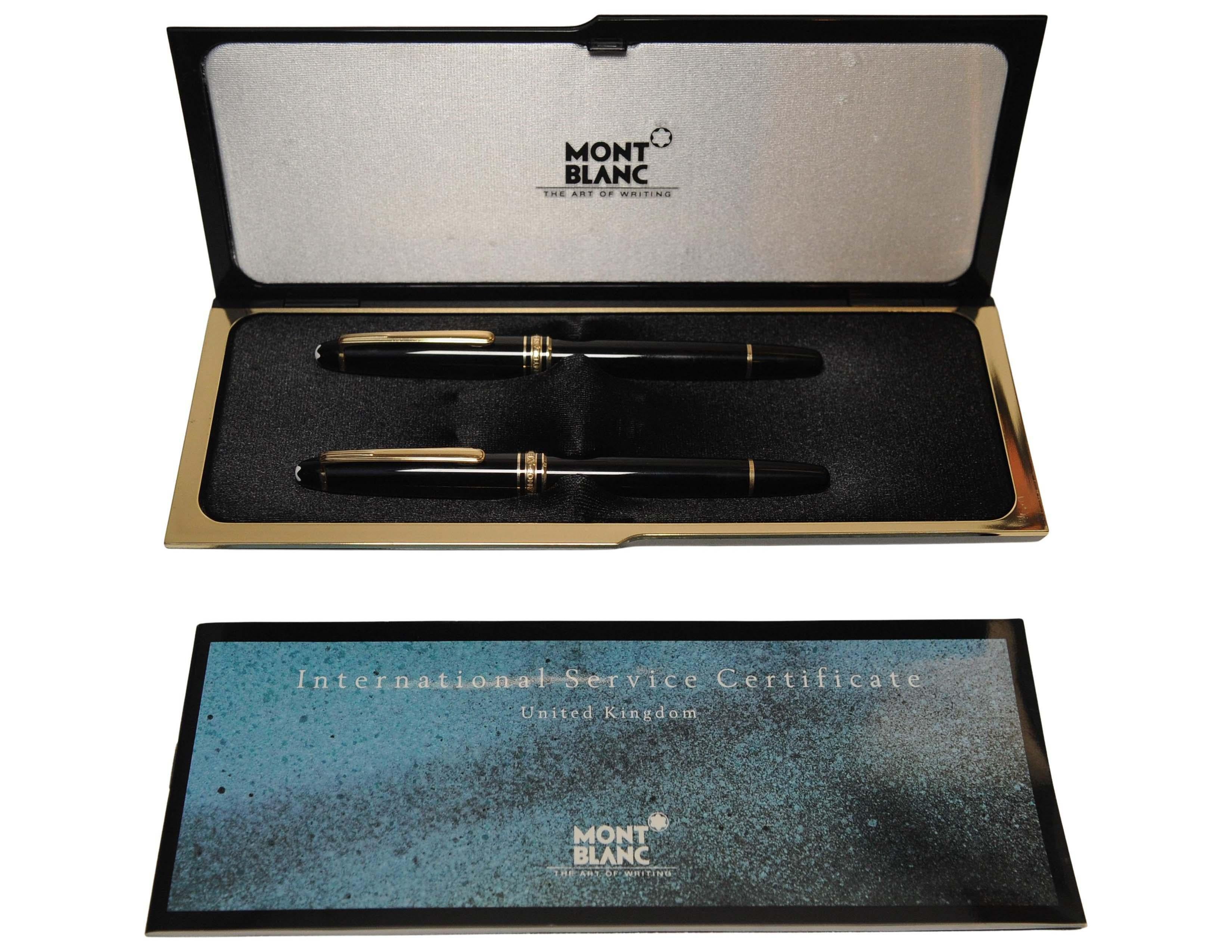 Montblanc Black Resin Ballpoint Pen and Fountain Pen Nib 4810 Set With 14ct Gold Nibs & Presentation Box & Papers 1980's

Made & marked as W. Germany on both pens. 

With International guarantee booklet UK version. 

Created in defiance of