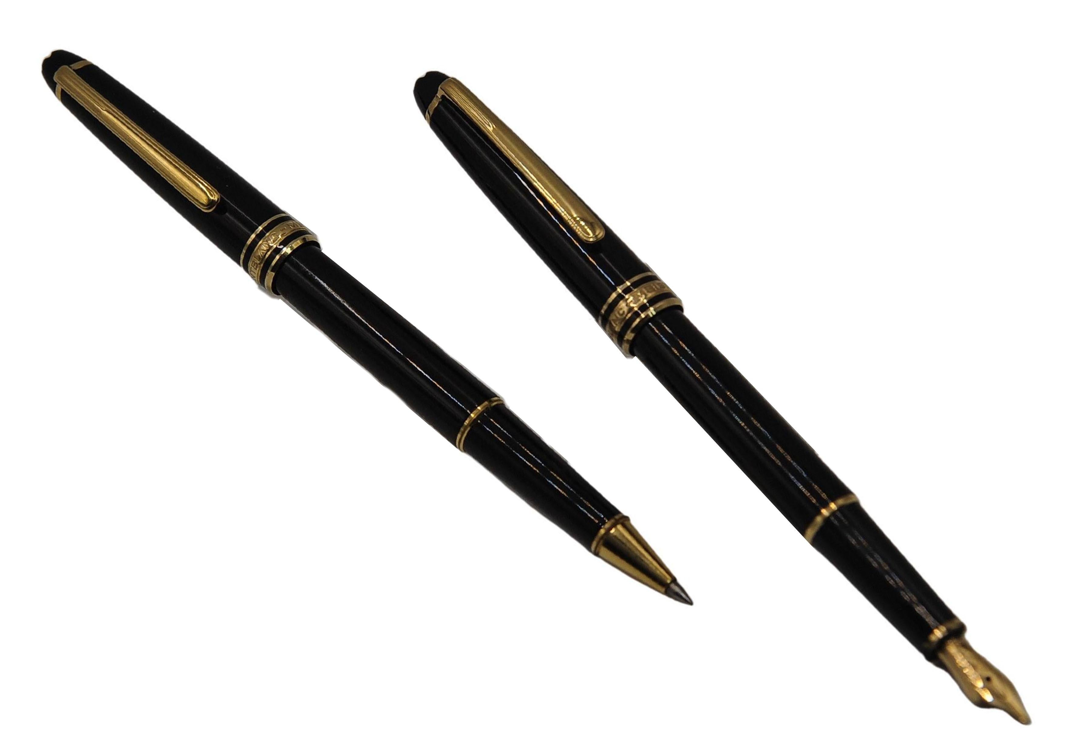 Montblanc Authentic 14ct Gold Black Resin Rollerball und Füllfederhalter Boxed Set im Angebot 5