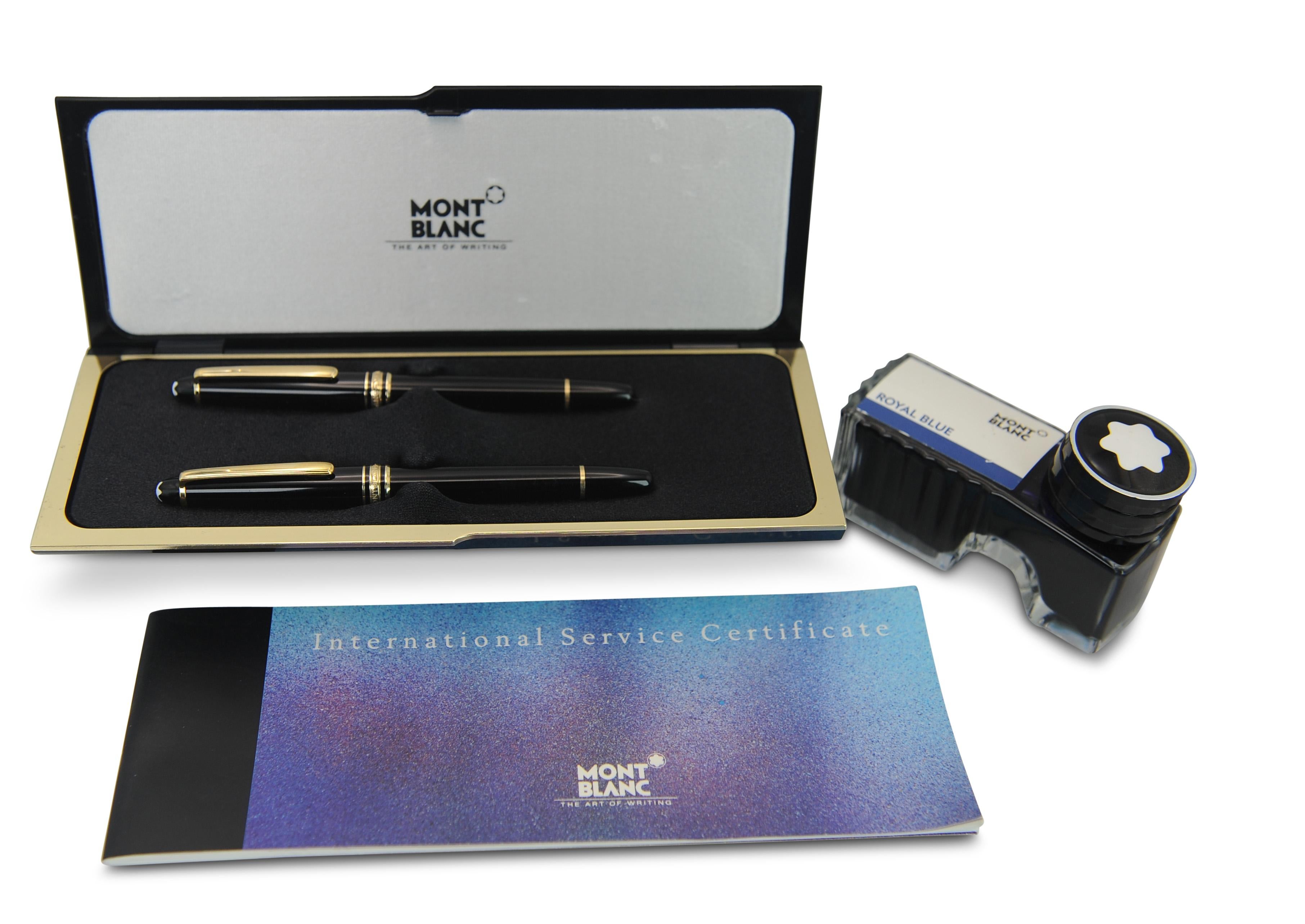 Montblanc Authentic 14ct Gold Black Resin Rollerball und Füllfederhalter Boxed Set (Art déco) im Angebot