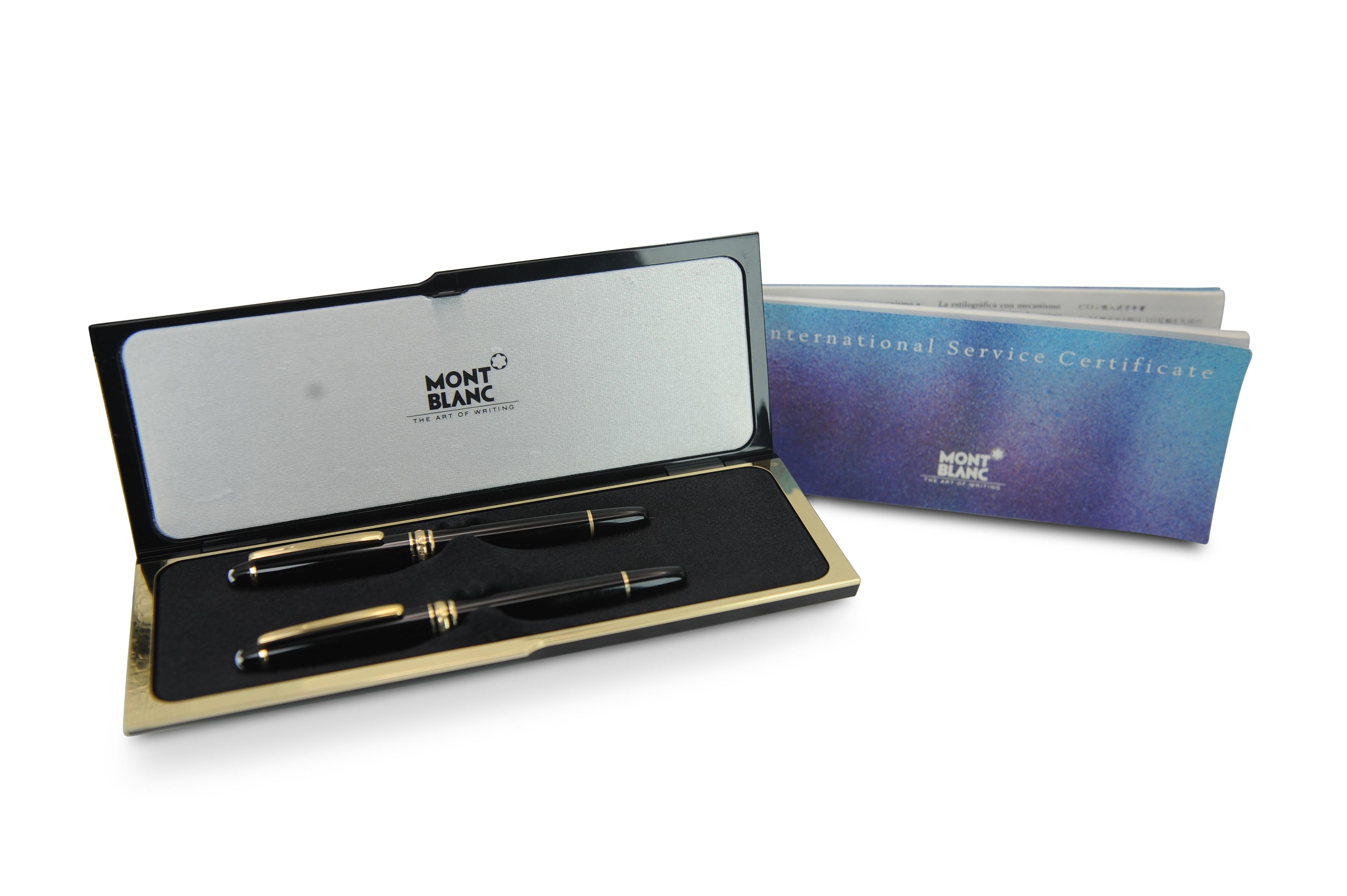 Montblanc Authentic 14ct Gold Black Resin Rollerball und Füllfederhalter Boxed Set (Deutsch) im Angebot