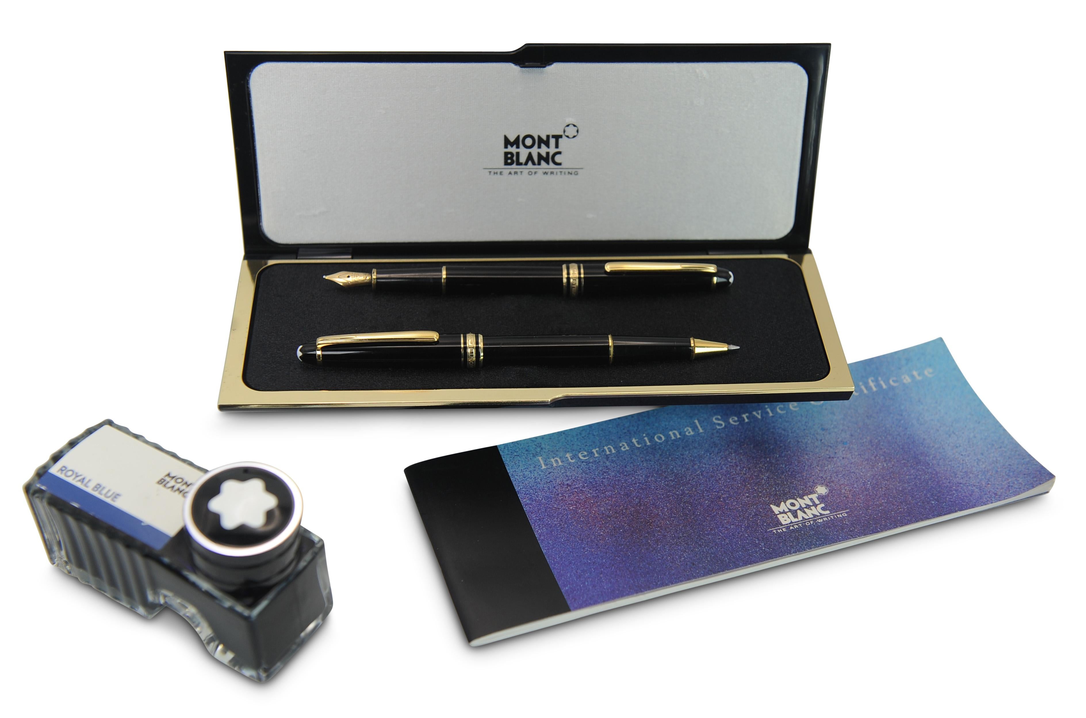 Montblanc Authentic 14ct Gold Black Resin Rollerball und Füllfederhalter Boxed Set im Zustand „Gut“ im Angebot in Reading, Berkshire