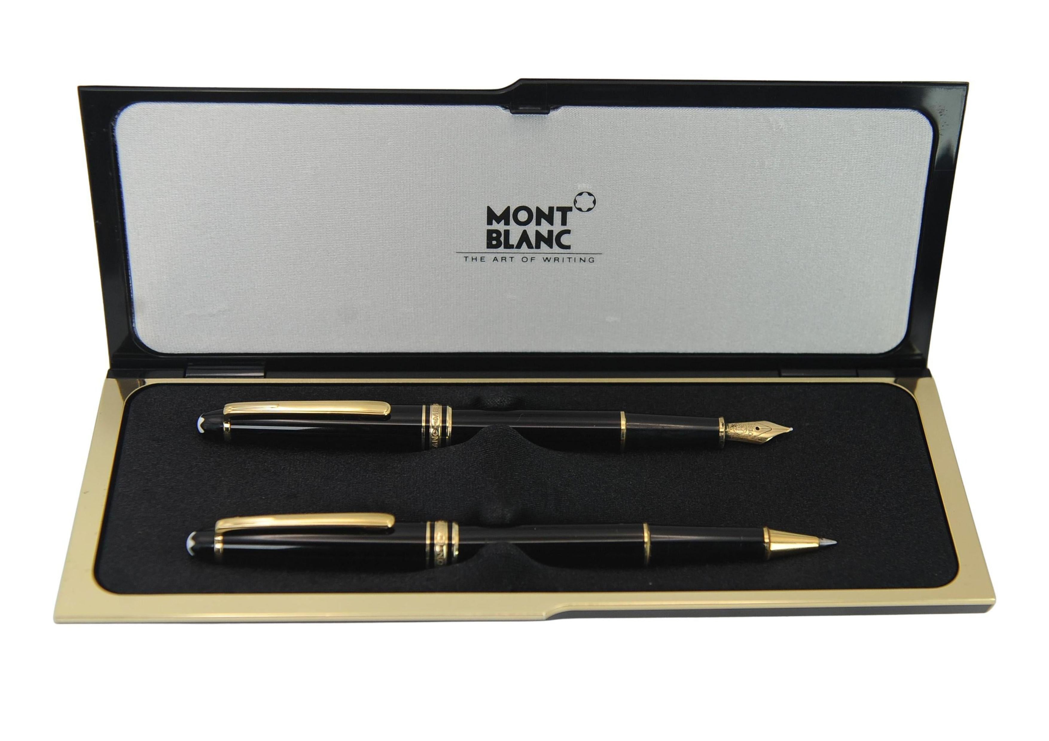 Montblanc Authentic 14ct Gold Black Resin Rollerball und Füllfederhalter Boxed Set im Angebot 2