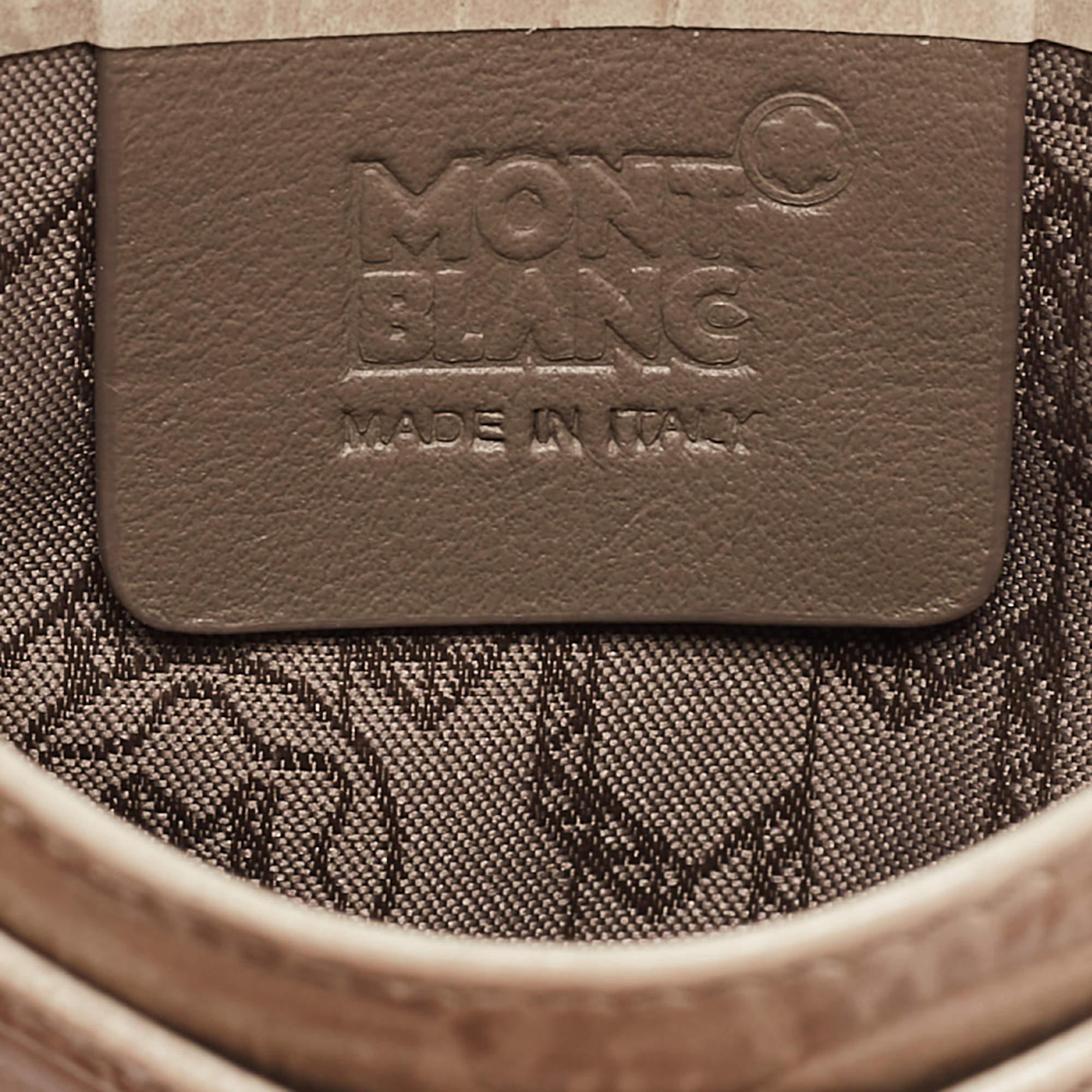 Montblanc Beige Croc Embossed Leather Business Card Holder In Excellent Condition In Dubai, Al Qouz 2