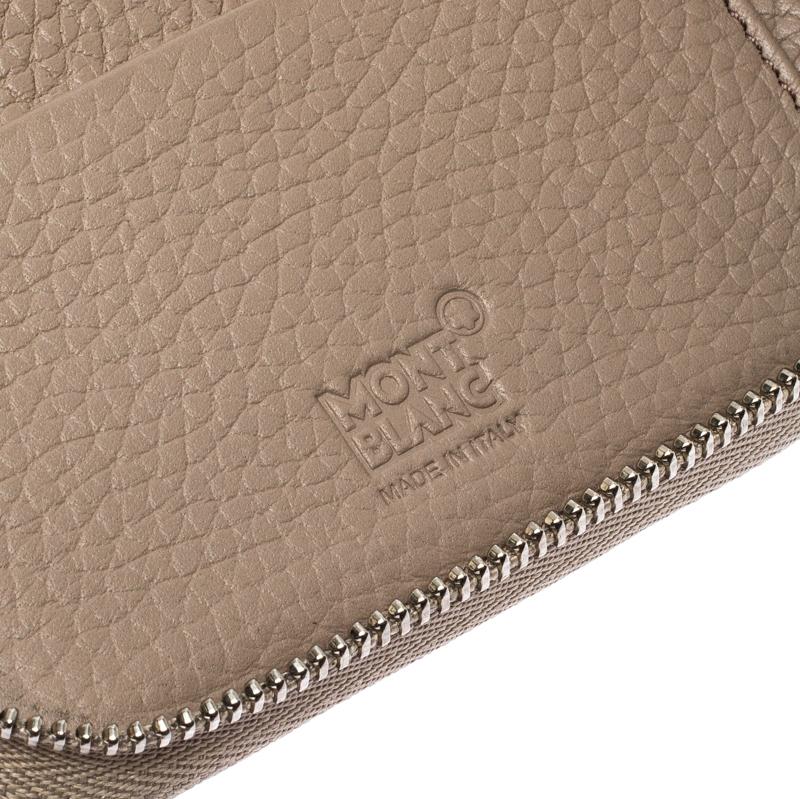 Montblanc Beige Leather Zip Around Compact Wallet 3