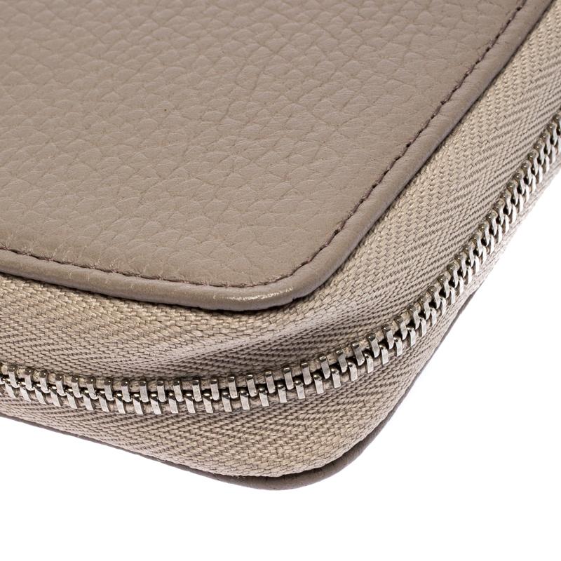 Women's Montblanc Beige Leather Zip Around Compact Wallet