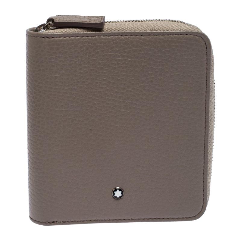 Montblanc Beige Leather Zip Around Compact Wallet