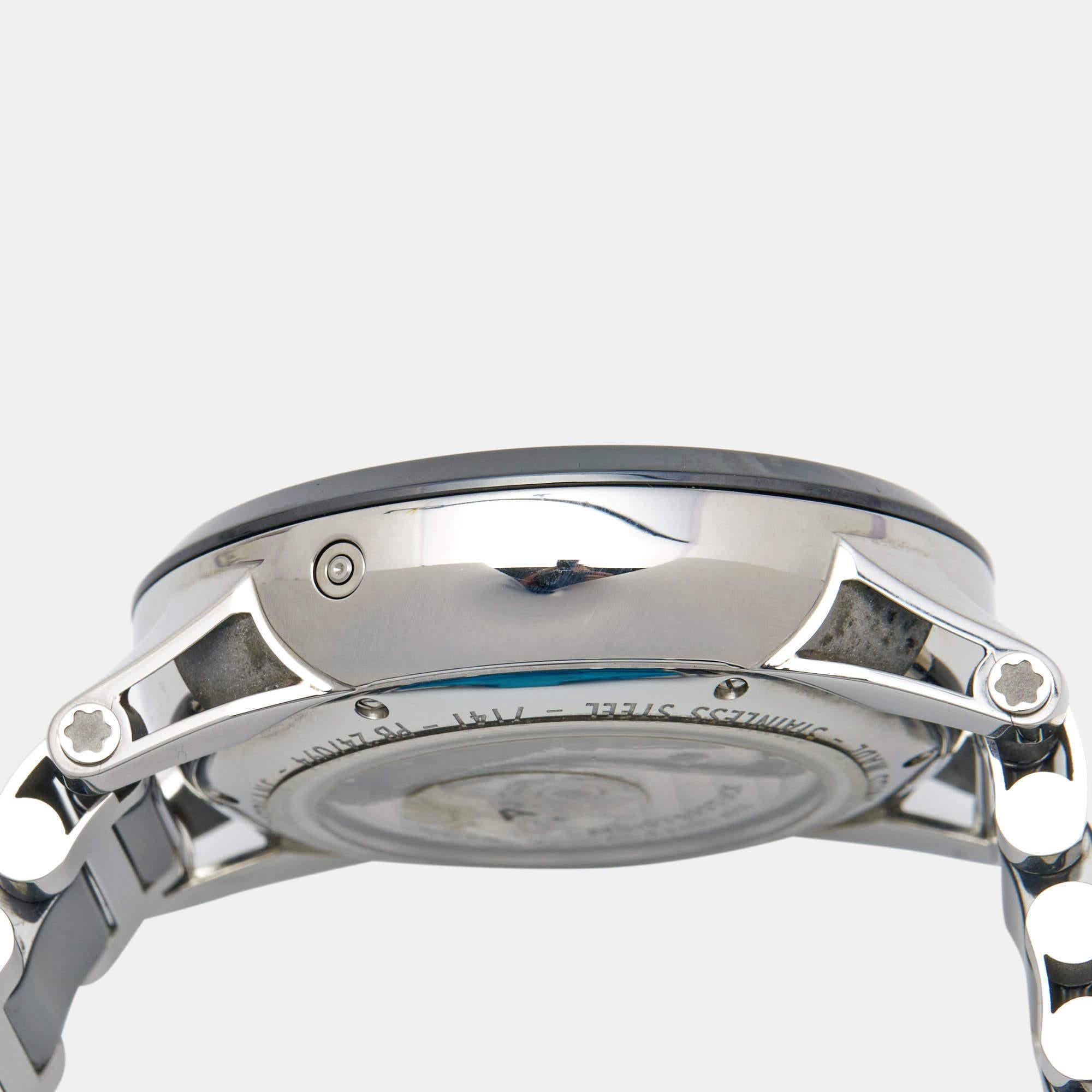 Contemporary Montblanc Black Ceramic Stainless Steel Timewalker 103094 Men's Wristwatch 43 mm For Sale