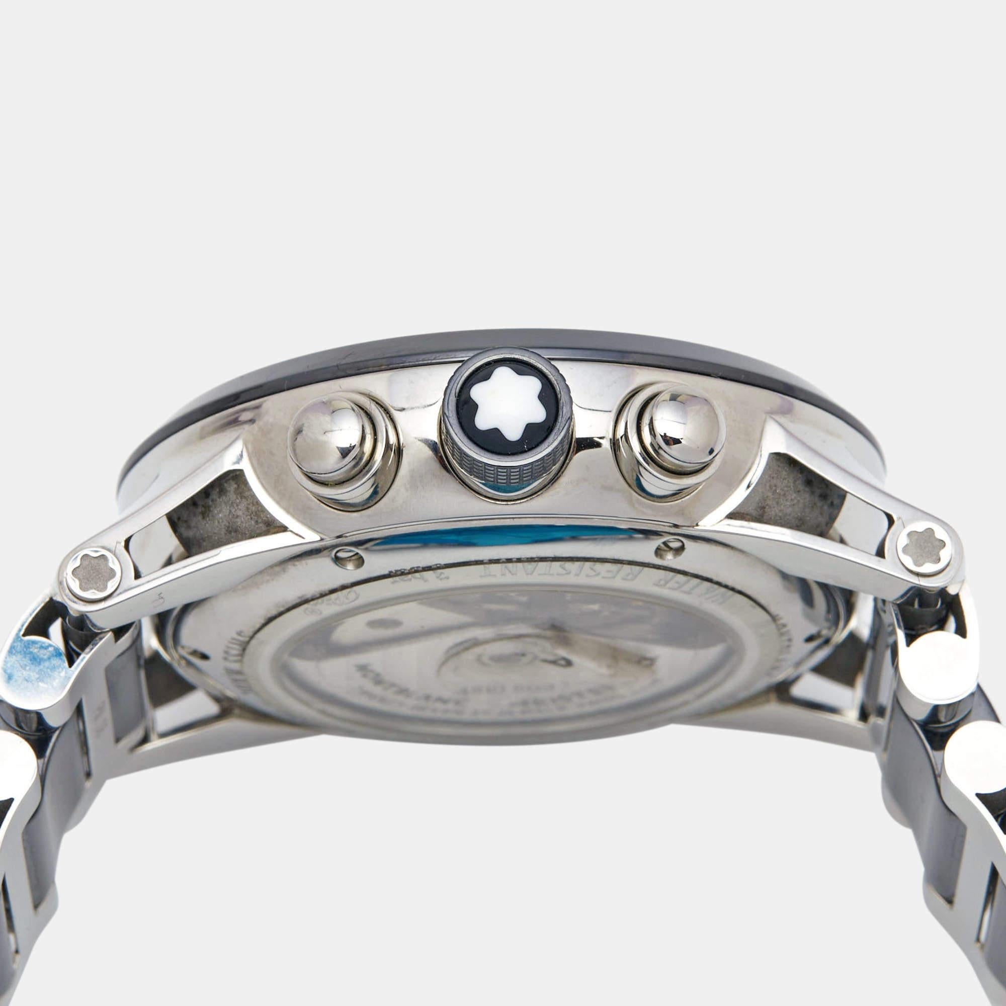 Montblanc Black Ceramic Stainless Steel Timewalker 103094 Men's Wristwatch 43 mm In Good Condition For Sale In Dubai, Al Qouz 2