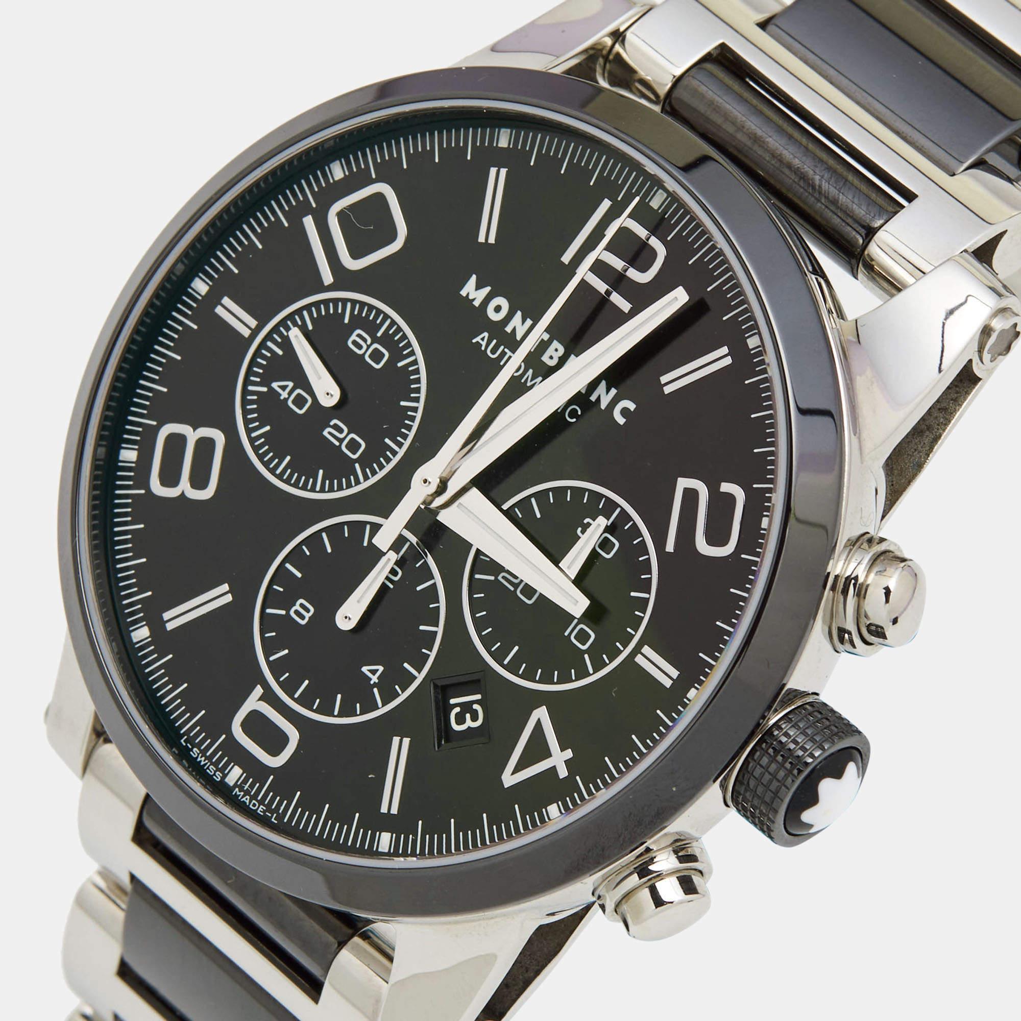 Montblanc Black Ceramic Stainless Steel Timewalker 103094 Men's Wristwatch 43 mm For Sale 1