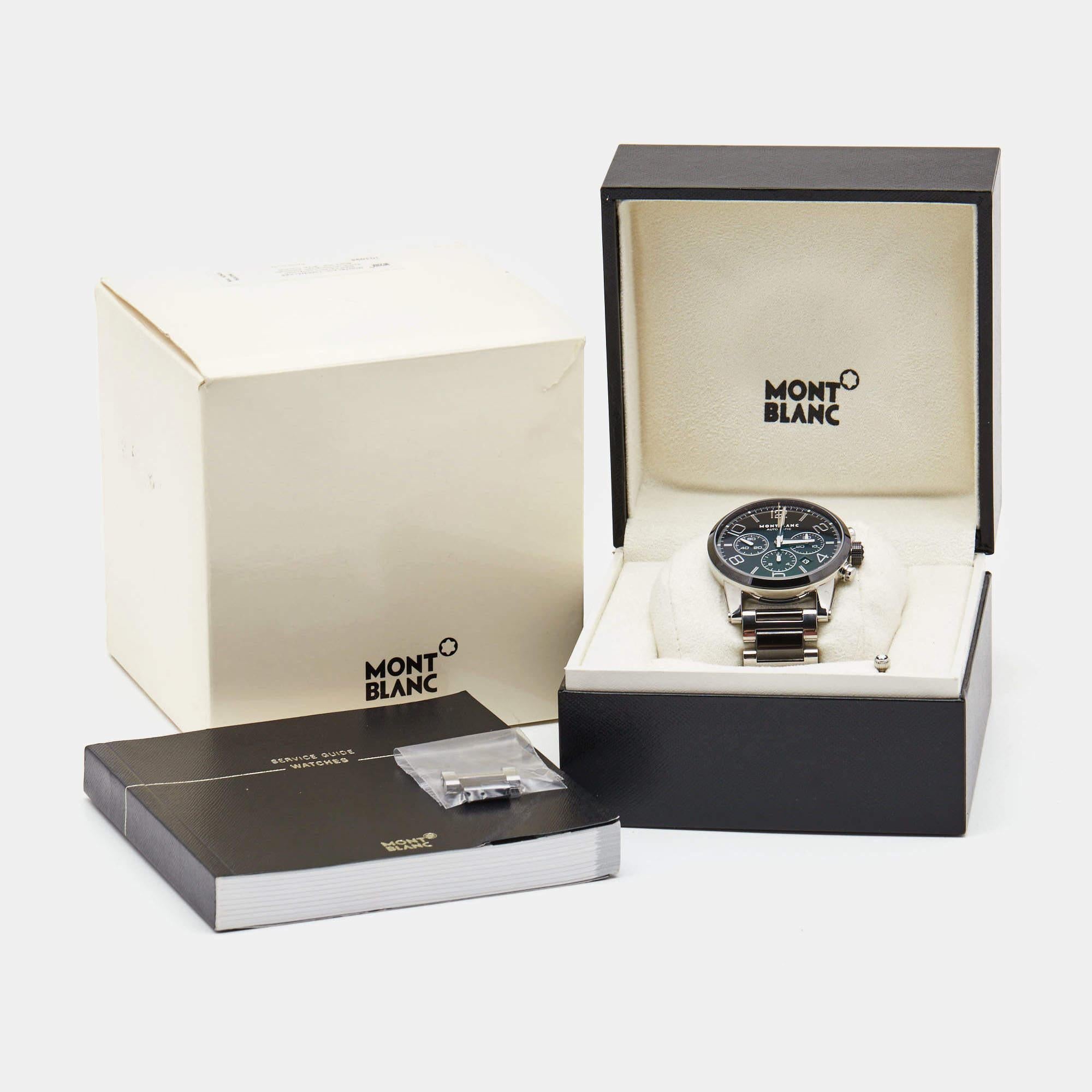 Montblanc Black Ceramic Stainless Steel Timewalker 103094 Men's Wristwatch 43 mm For Sale 3