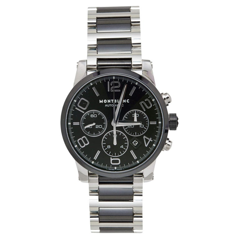 Montblanc Black Ceramic Stainless Steel Timewalker 103094 Men's