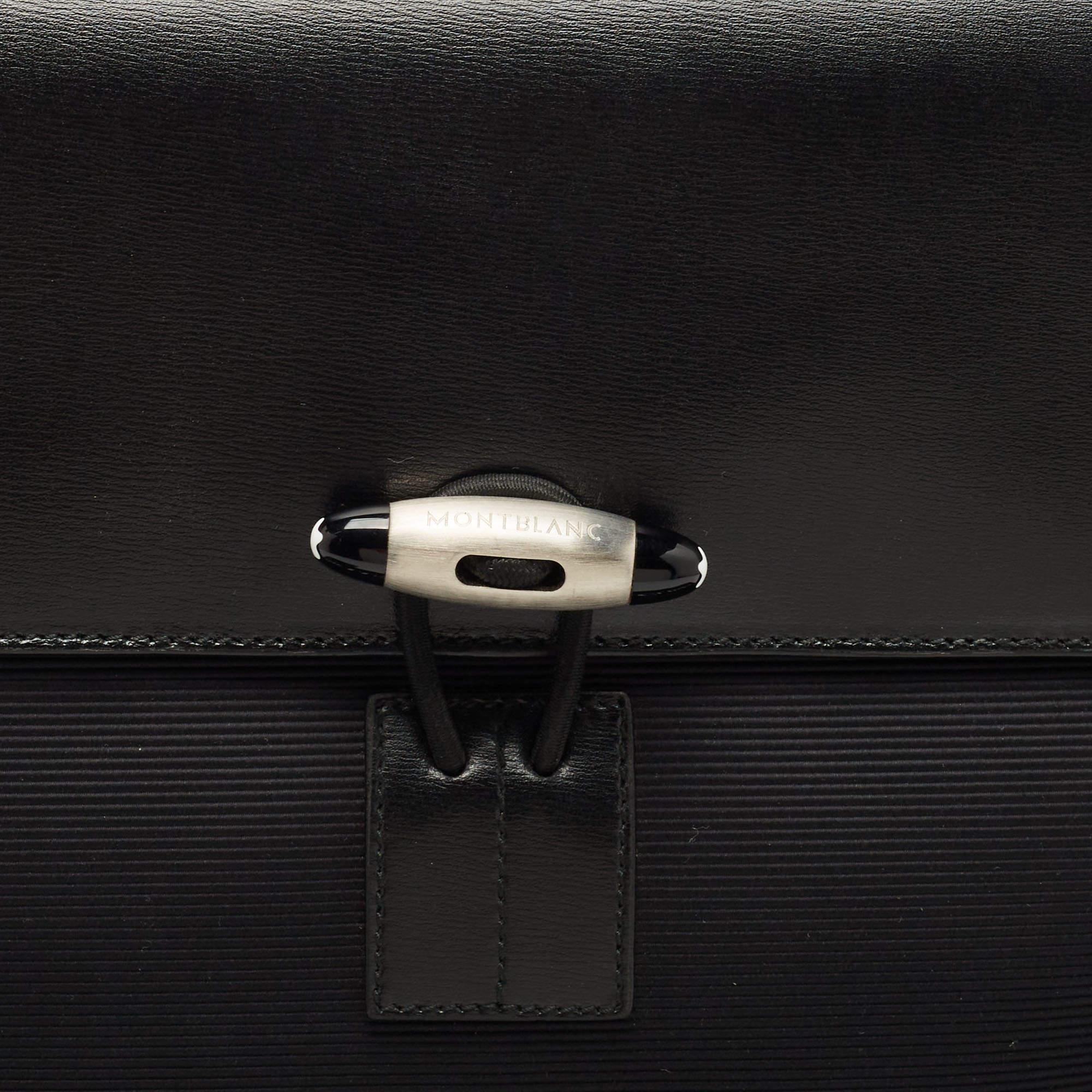 Montblanc Black Fabric and Leather Double Gusset Nightflight Briefcase 6