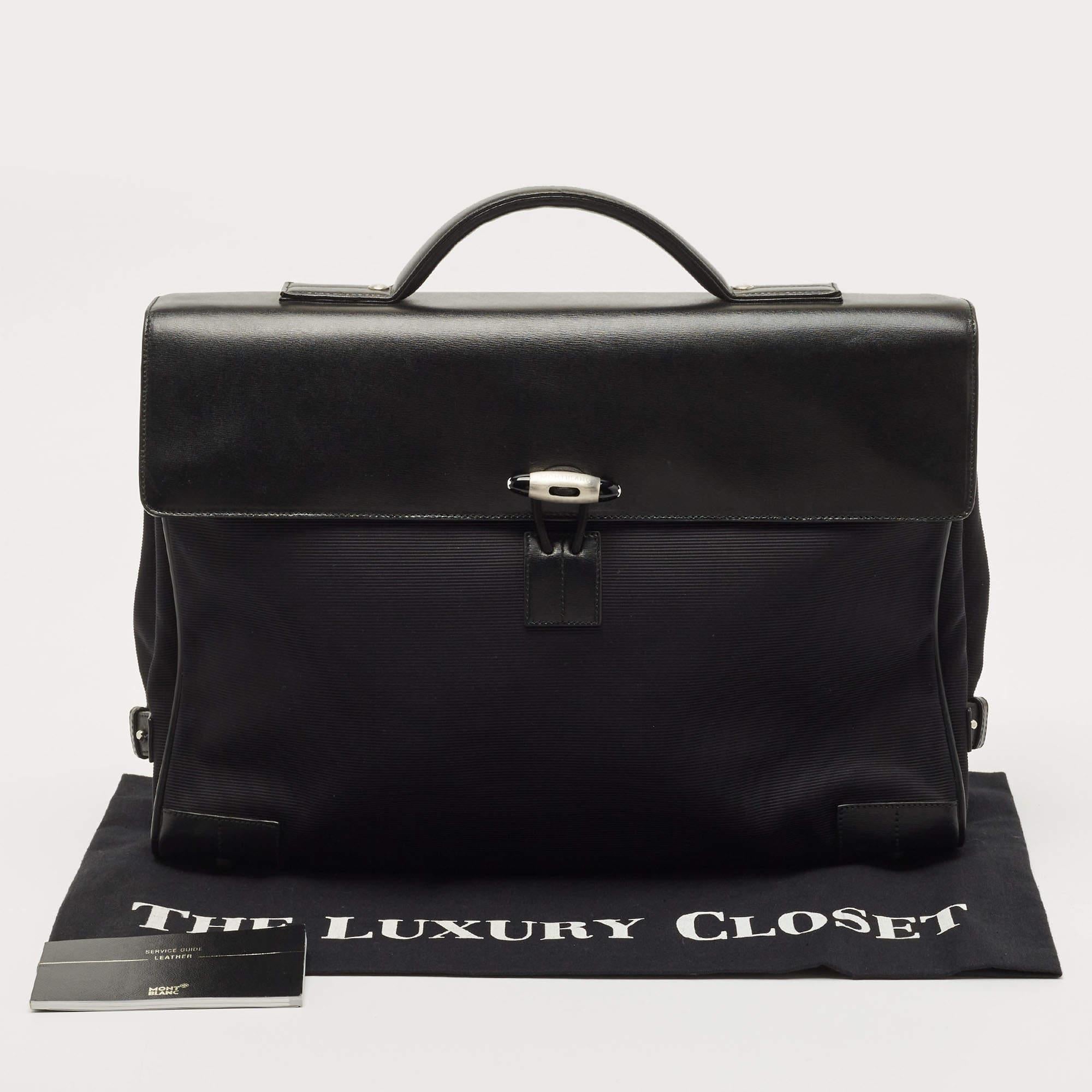 Montblanc Black Fabric and Leather Double Gusset Nightflight Briefcase 12