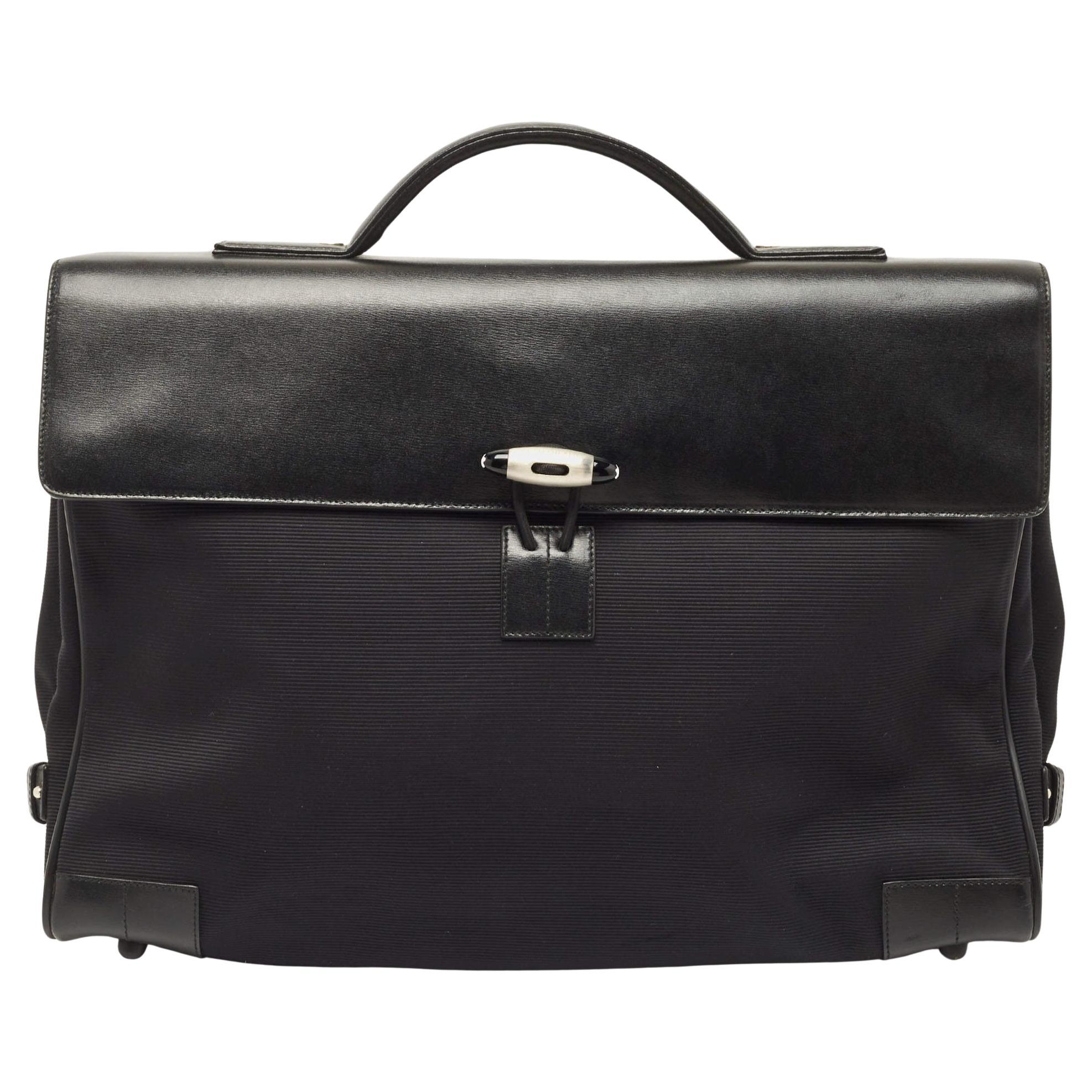 Montblanc Black Fabric and Leather Double Gusset Nightflight Briefcase