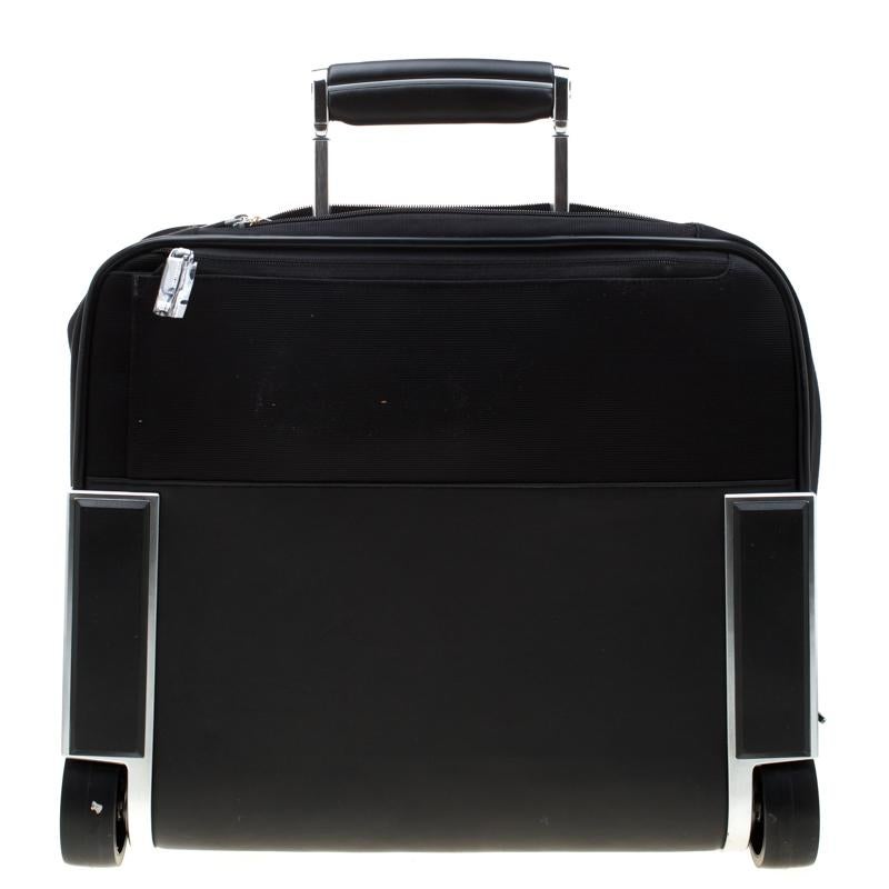 Montblanc Black Fabric and Leather Nightflight On Board Trolley In Good Condition In Dubai, Al Qouz 2