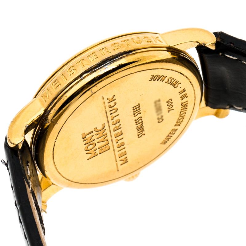 Contemporary Montblanc Black Gold-Plated Meisterstuck 7005 Women's Wristwatch 32MM