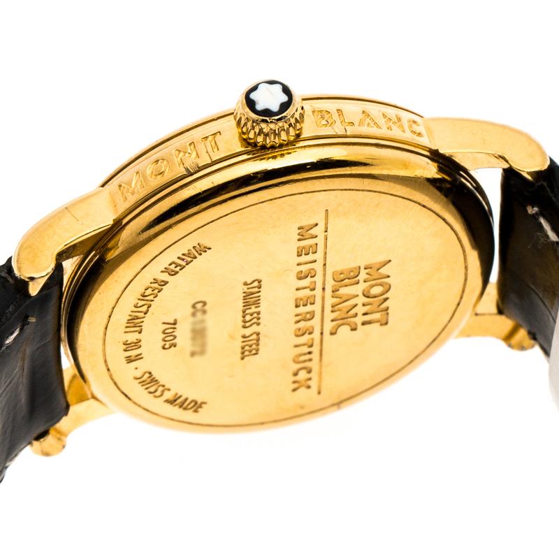 Montblanc Black Gold-Plated Meisterstuck 7005 Women's Wristwatch 32MM In Fair Condition In Dubai, Al Qouz 2