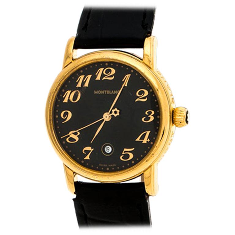 Montblanc Black Gold-Plated Meisterstuck 7005 Women's Wristwatch 32MM
