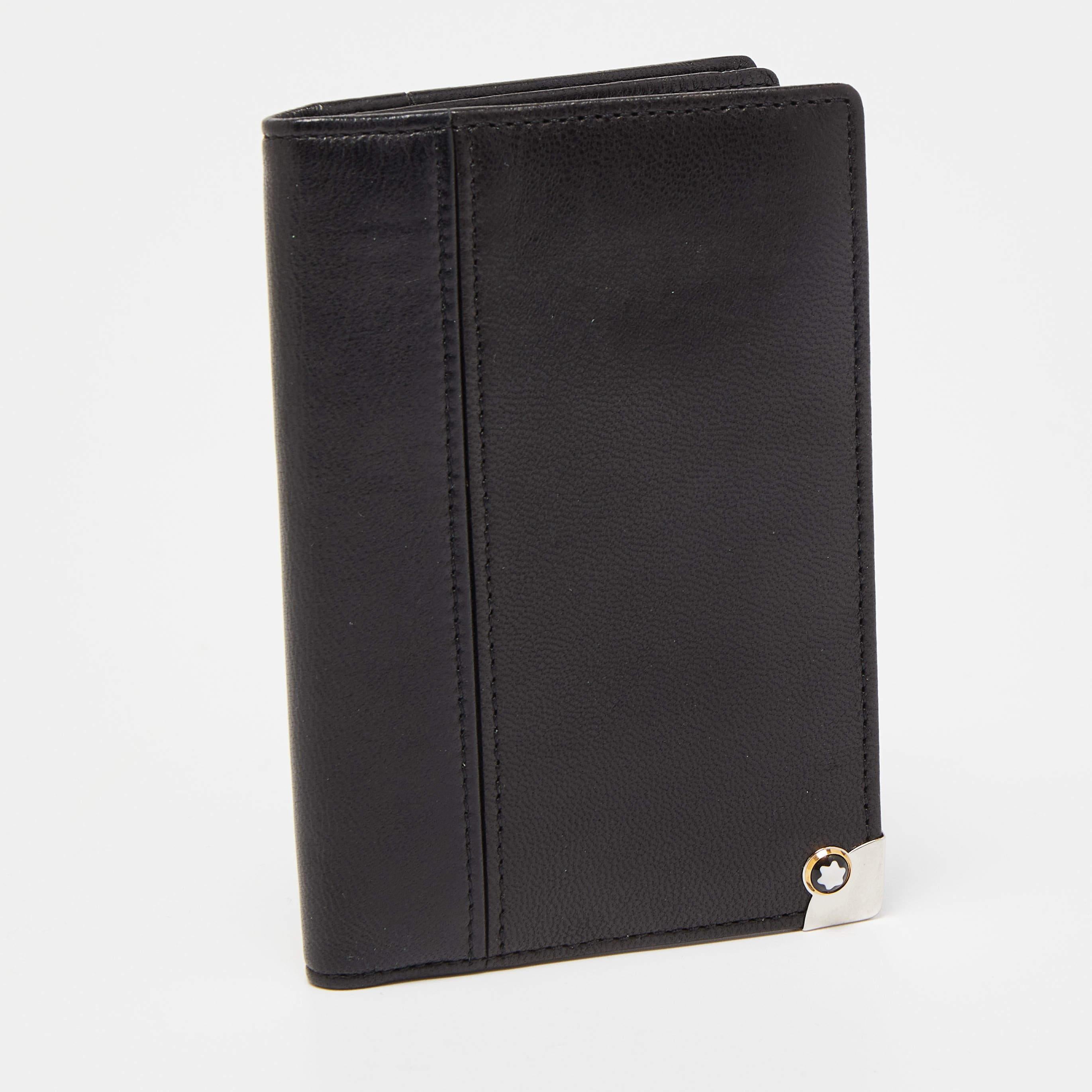 Montblanc Black Leather Business Card Holder In Good Condition For Sale In Dubai, Al Qouz 2