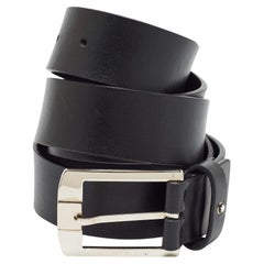 Montblanc Black Leather Cut to Size Buckle Belt