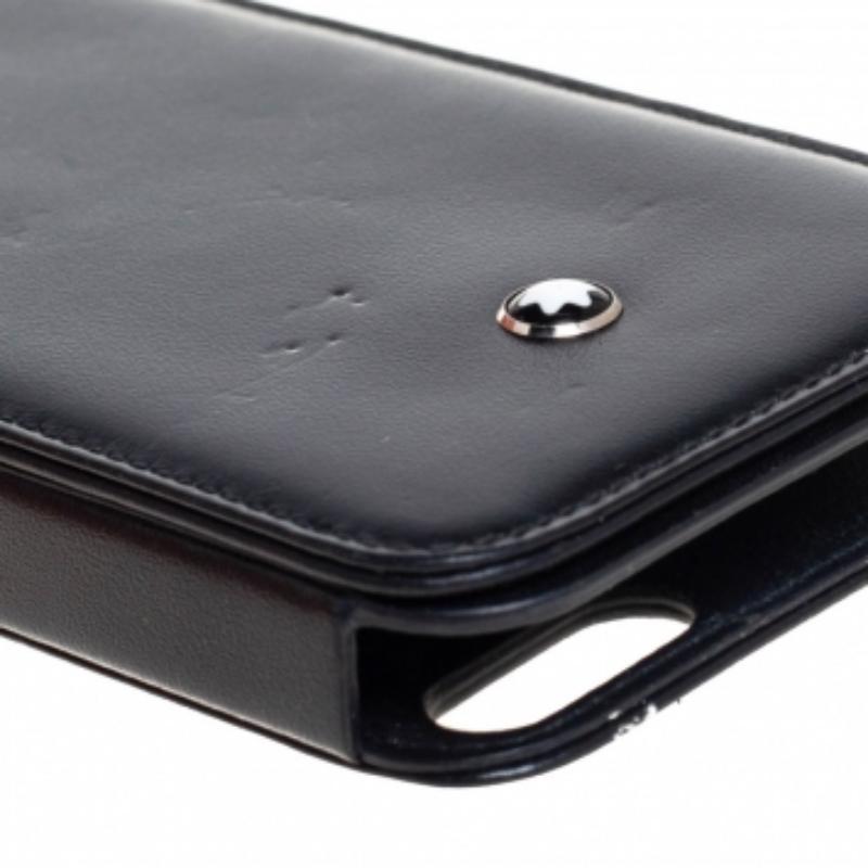 Montblanc Housse pour iPhone 5s en cuir noir Pour hommes en vente