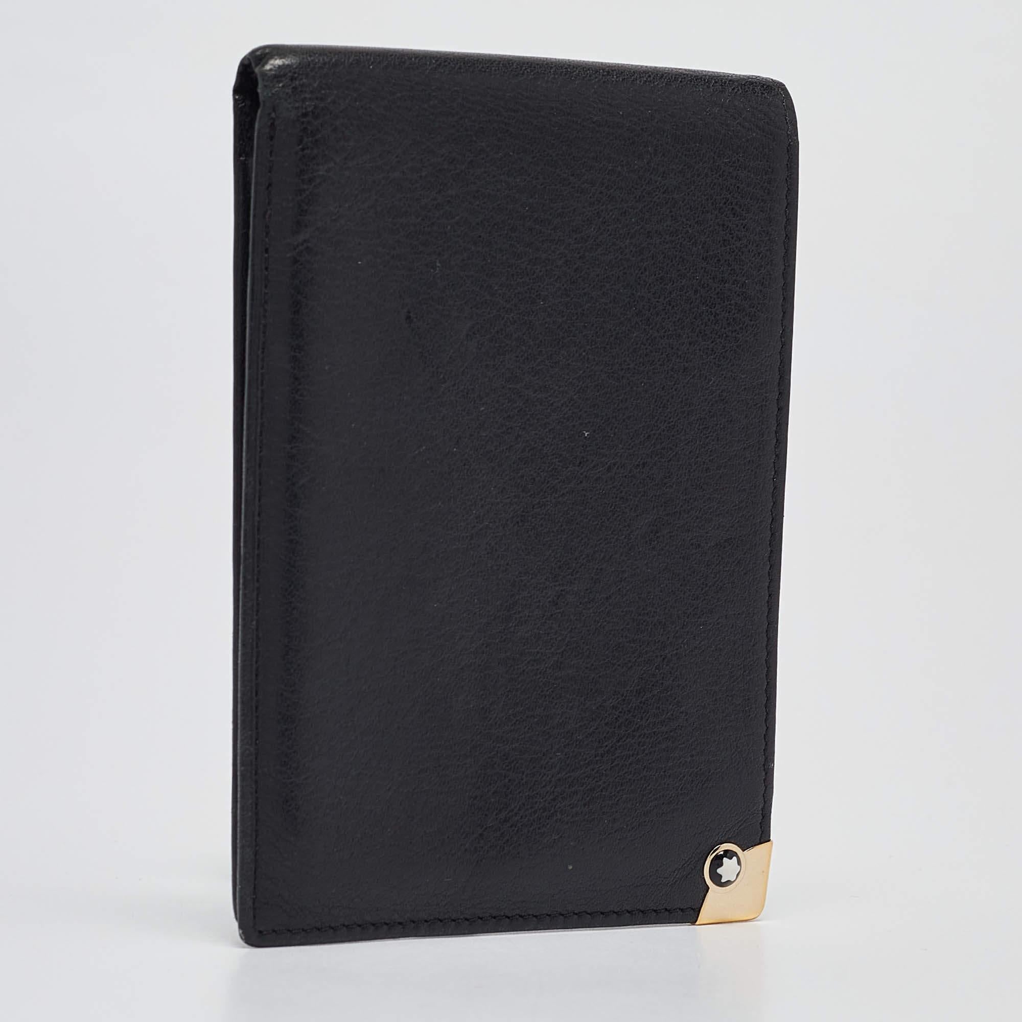 Montblanc Black Leather Meisterstuck Bifold Wallet In Good Condition For Sale In Dubai, Al Qouz 2