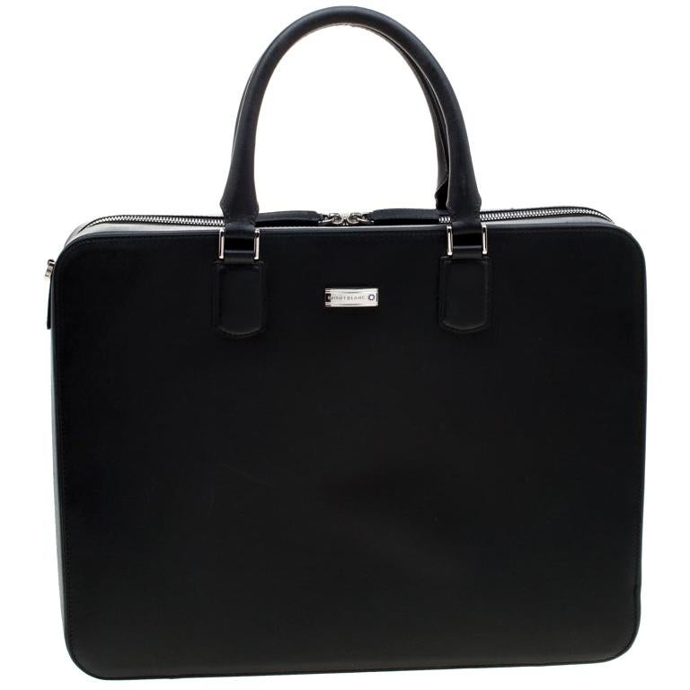 Montblanc Black Leather Meisterstück Briefcase For Sale at 1stDibs