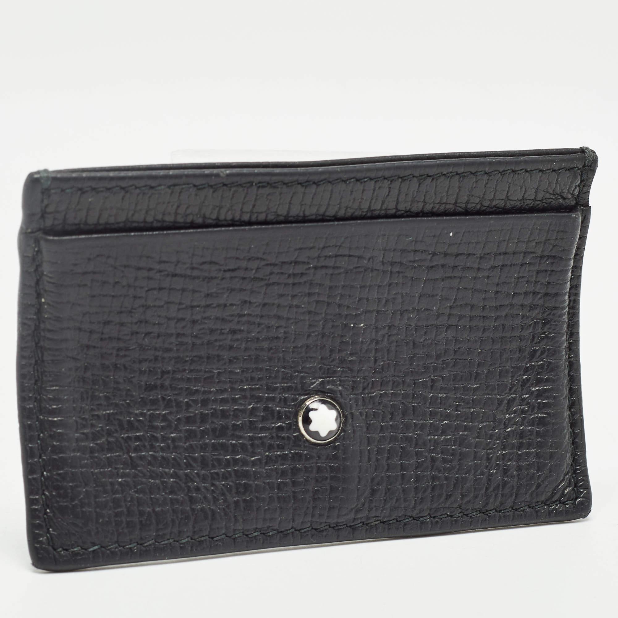 Montblanc Black Leather Meisterstuck Card Holder In Fair Condition For Sale In Dubai, Al Qouz 2