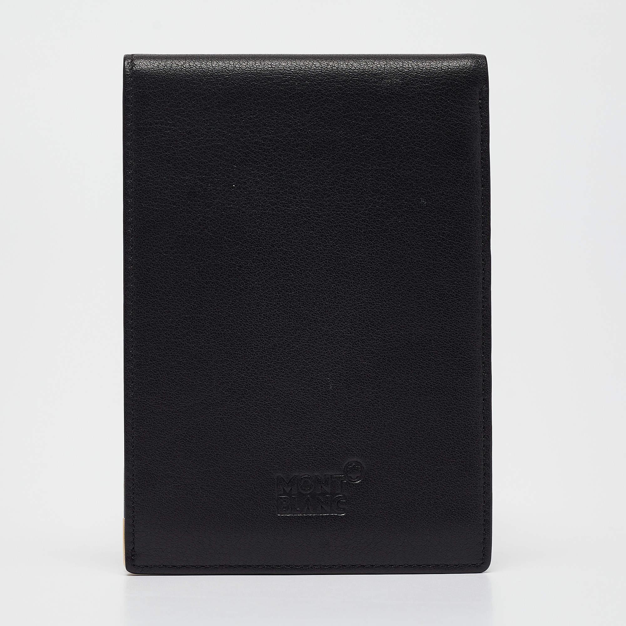 Montblanc Black Leather Meisterstuck Mini Bifold Agenda Cover In Good Condition In Dubai, Al Qouz 2
