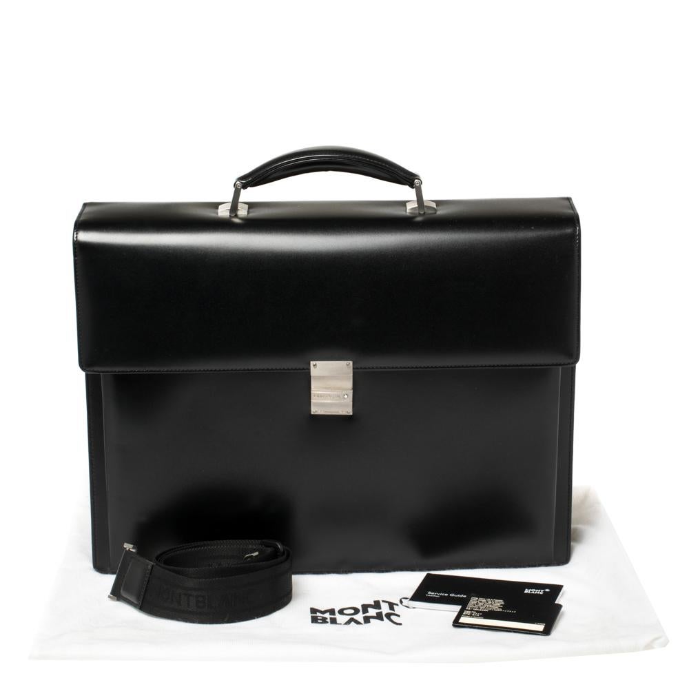 Montblanc Black Leather Meisterstuck Triple Gusset Briefcase 6