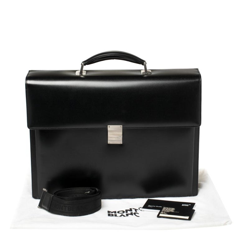 Montblanc Black Leather Meisterstuck Triple Gusset Briefcase at 1stDibs