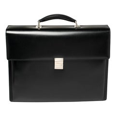 Montblanc Black Leather Meisterstuck Triple Gusset Briefcase
