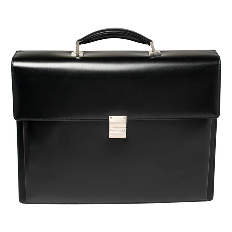 Montblanc Black Leather Meisterstuck Triple Gusset Briefcase at 1stDibs
