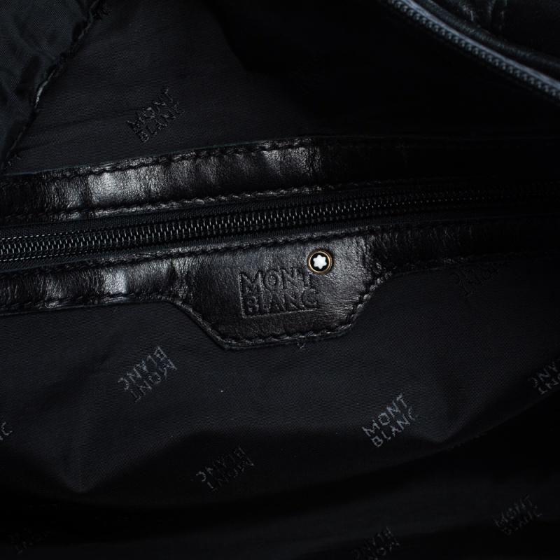 Montblanc Black Leather Weekender Duffel Bag 5