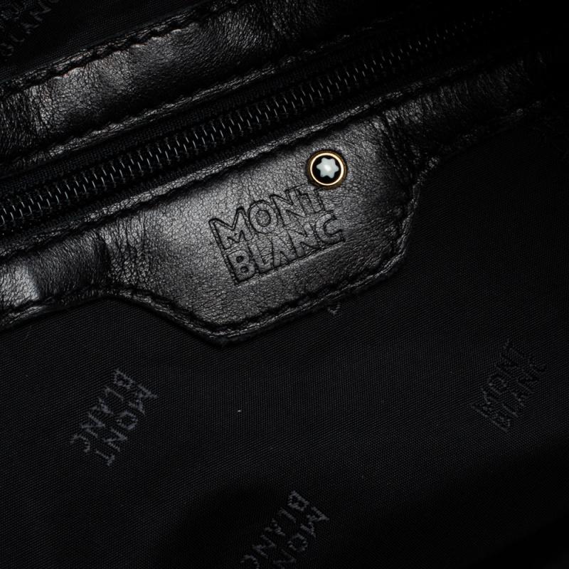 Montblanc Black Leather Weekender Duffel Bag 6