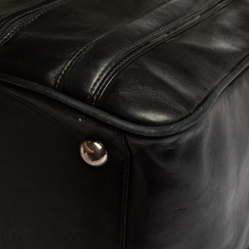 Men's Montblanc Black Leather Weekender Duffel Bag