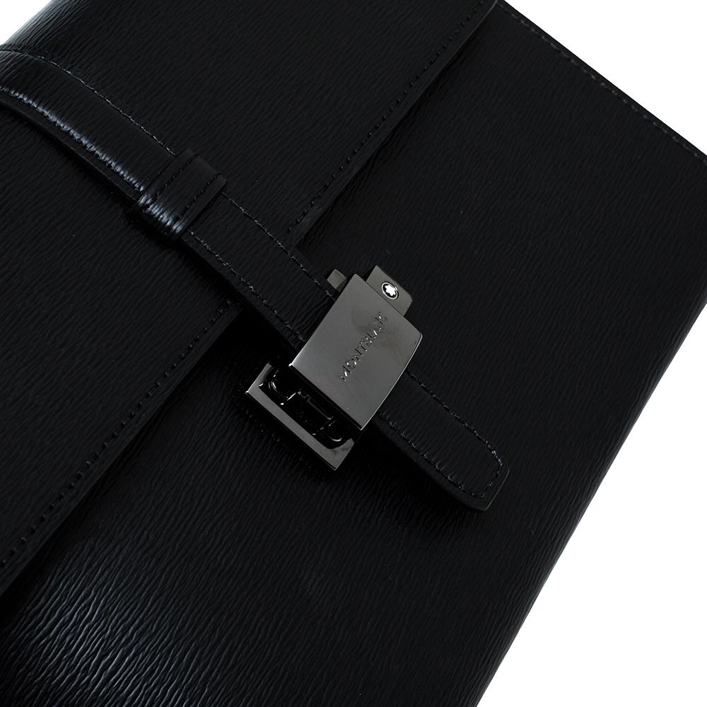 Montblanc Black Leather Westside Flap Wristlet Clutch 6