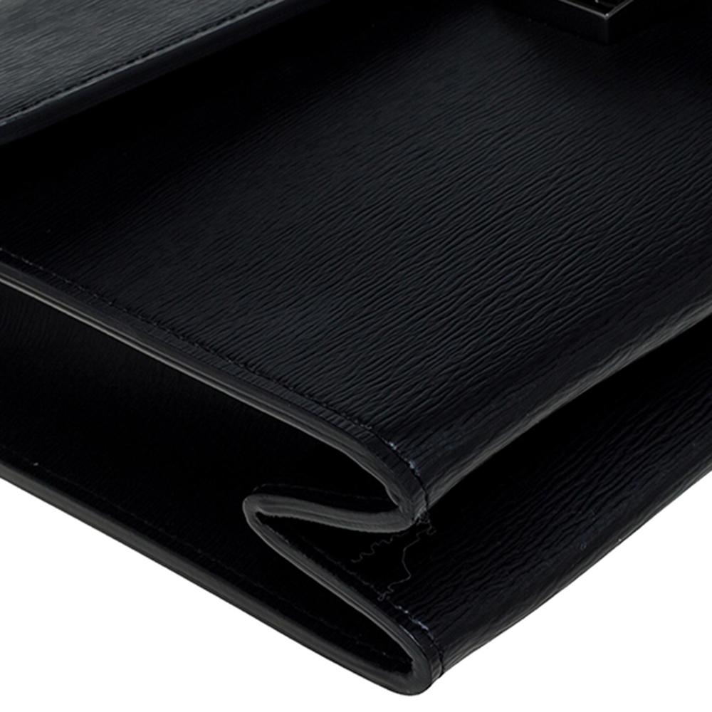 Montblanc Black Leather Westside Flap Wristlet Clutch 1