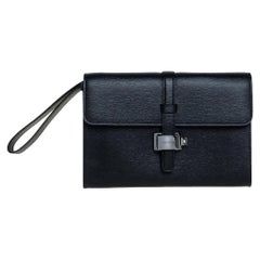 Montblanc Black Leather Westside Flap Wristlet Clutch